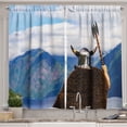 thumbnail image 1 of Ambesonne Viking Kitchen Curtains, Nordic Warrior Mountains, 55"x36", Dark Violet and Azure Blue, 1 of 1