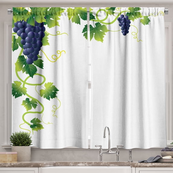 Ambesonne Vine Kitchen Curtains, Weeping Vines Vineyard, 55"x39", Lime Green Emerald