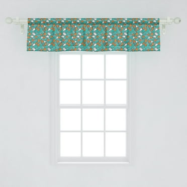 Ambesonne Vine Window Valance, Autumn Leaves on Swirly Branches Repeating Abstract Illustration on Dotted Background, Curtain Valance for Kitchen Bedroom Decor with Rod Pocket, 54" X 12", Multicolor
