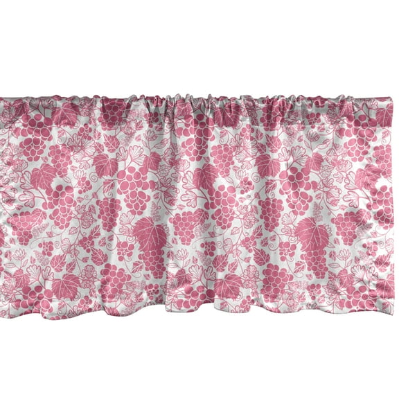 Ambesonne Vines Valance Pack of 2, Monochrome Abstract Grapes, 42"X12", Pastel Pink and White