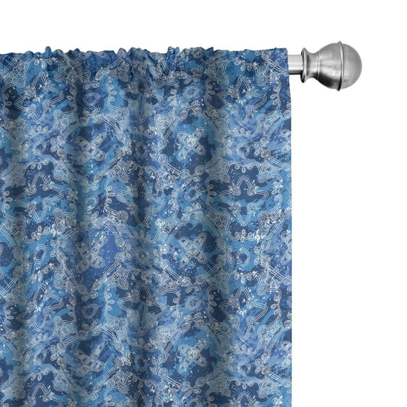 Ambesonne Vintage 4-Panel Curtains, Blue Antique Design Print, 56"x84", Azure Blue and White
