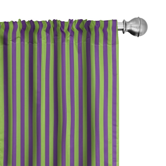 Ambesonne Vintage Window Curtains, Blue Green Bold Stripes, Each 28" W x 84" L, Royal Blue Lime Green