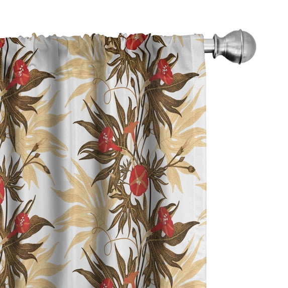 Ambesonne Vintage Window Curtains, Exotic Climbing Ivy, Each 28" W x 84" L, Brown Sand Brown Red