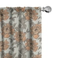 thumbnail image 1 of Ambesonne Vintage Window Curtains, Floral Nostalgia Peonies, Each 28" W x 63" L, Dark Peach Grey Yellow, 1 of 4