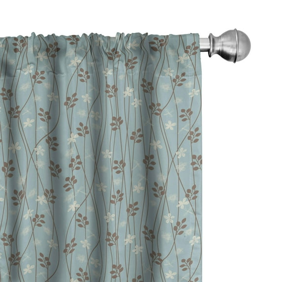 Ambesonne Vintage Window Curtains, Floral Rustic Garden, Each 28" W x 84" L, Pale Blue Cream Umber