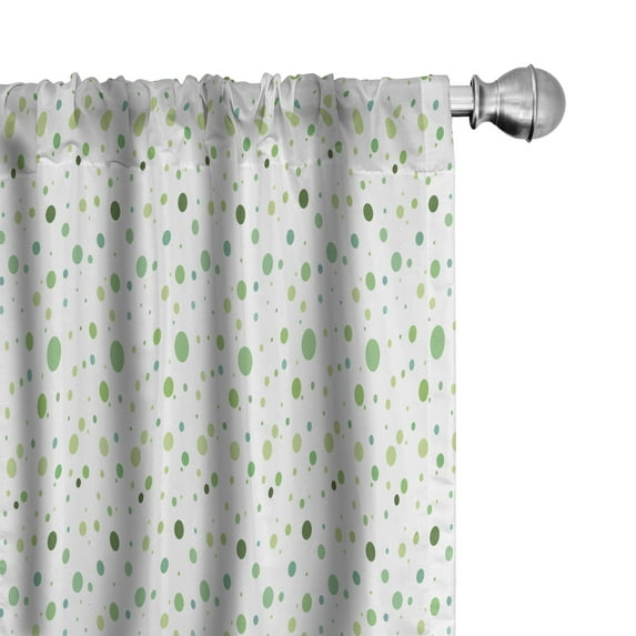Ambesonne Vintage Window Curtains, Green Toned Polka Dots, Each 28" W x 95" L, Green Fern Green