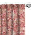thumbnail image 1 of Ambesonne Vintage Window Curtains, Leaf Like Abstract Motifs, Each 28" W x 63" L, Dark Salmon Pale Ruby, 1 of 4