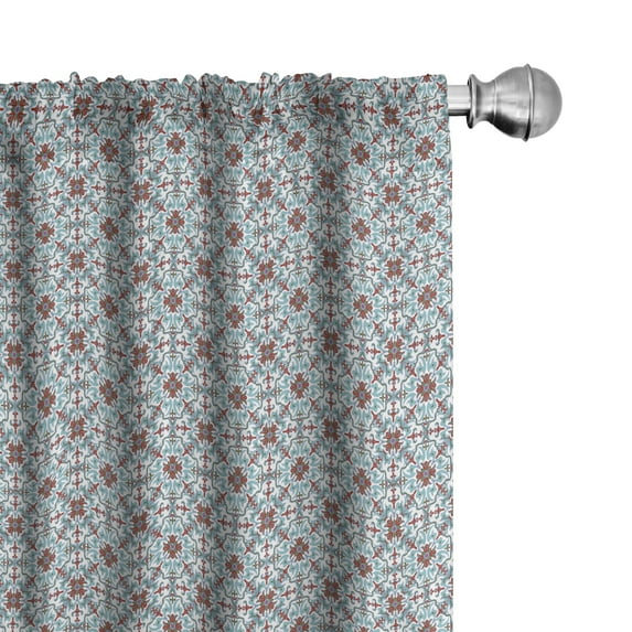 Ambesonne Vintage Window Curtains, Moroccan Floral Mosaic Art, Each 28" W x 95" L, Pale Blue Red Green