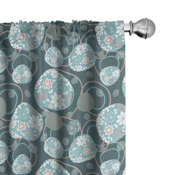 Ambesonne Vintage Window Curtains, Oriental Shape, Each 28" W x 95" L, Pink Blue