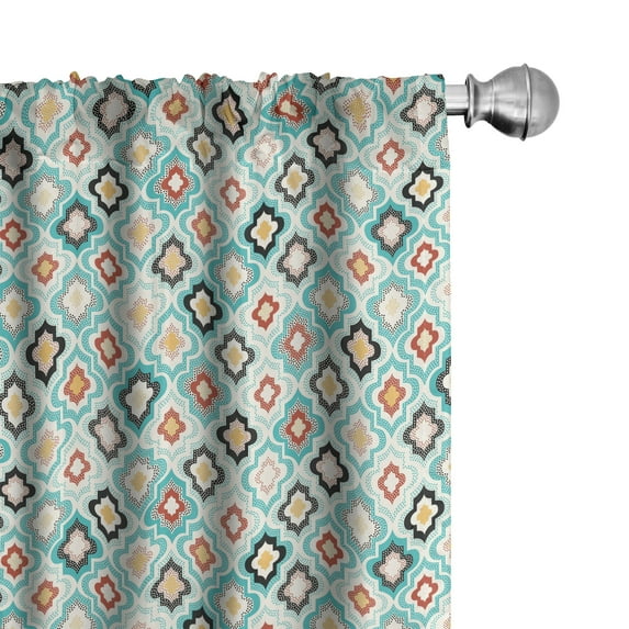 Ambesonne Vintage Window Curtains, Ottoman Heraldic Style, Each 28" W x 95" L, Aqua