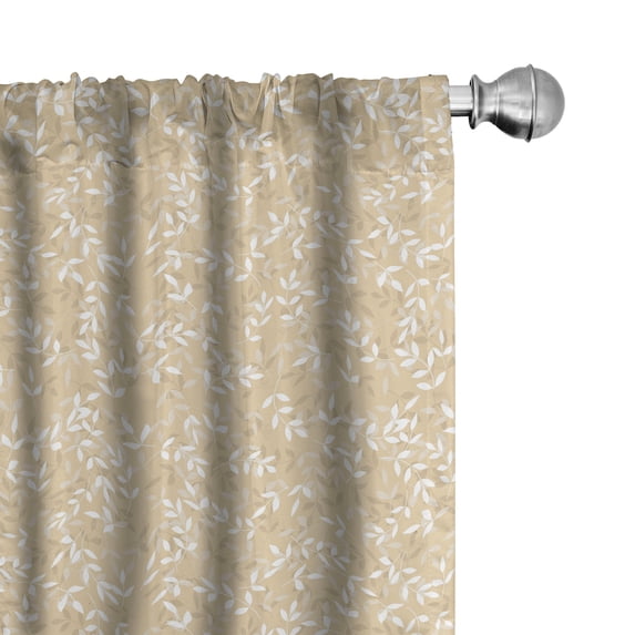 Ambesonne Vintage Window Curtains, Repeating Leaf Silhouettes, Each 28" W x 95" L, Pastel Brown Grey and White