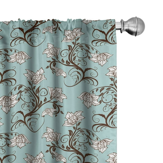 Ambesonne Vintage 4-Panel Curtains, Royal Flower Arrangements, 56"x63", Seafoam Rosewood
