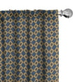 thumbnail image 1 of Ambesonne Vintage Window Curtains, Squares Chain Mesh Tile, Each 28" W x 84" L, Dark Blue Orange, 1 of 4
