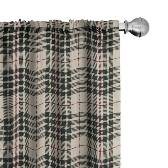 Ambesonne Vintage Window Curtains, Tartan British Heraldry, Each 28" W x 95" L, Beige Dark Taupe Maroon
