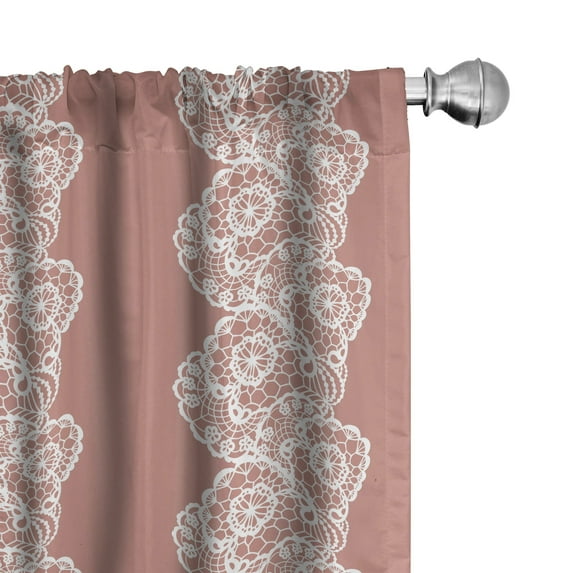 Ambesonne Vintage Window Curtains, White Lacy Romantic Crochet, Each 28" W x 95" L, Blush Water