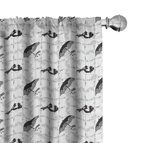 Ambesonne Vintage Window Curtains, Women Fashion Clothes, Each 28" W x 84" L, Black Pale Grey White