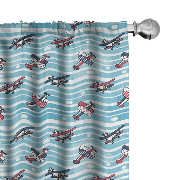 Ambesonne Vintage Airplane Curtains, Colorful Craft, Pair of 28"x84", Multicolor