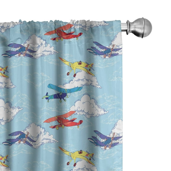 Ambesonne Vintage Airplane Curtains, Sketch Planes, Pair of 28"x84", Multicolor