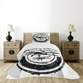 thumbnail image 1 of Ambesonne Vintage Airplane Quilted Bedspread Set 2 Pcs, Aviation Retro, Twin Size, Black and White, 1 of 6
