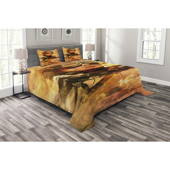 Ambesonne Vintage Airplane Quilted Bedspread Set 3 Pcs, Pilot Portrait, King Size, Multicolor