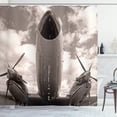 thumbnail image 1 of Ambesonne Vintage Airplane Shower Curtain, Turboprop Nose, 69"Wx70"L, Sepia White, 1 of 3