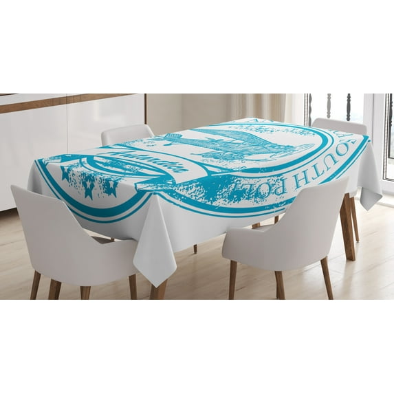 Ambesonne Vintage Airplane Tablecloth Rectangular Table Cover, South Antarctica, 60"x90", Sky Blue White