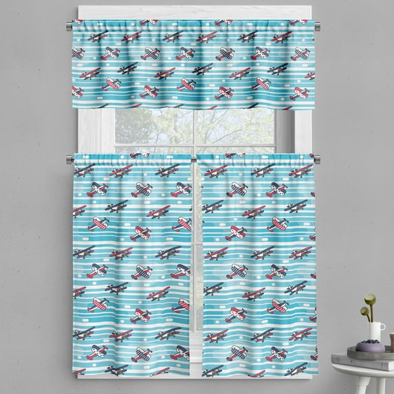 Ambesonne Vintage Airplane Valance & Curtain, Colorful Craft, 55"x24", Multicolor