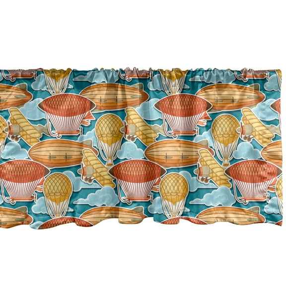 Ambesonne Vintage Airplane Window Valance, Zeppelin Blimp, 54" X 12", Multicolor