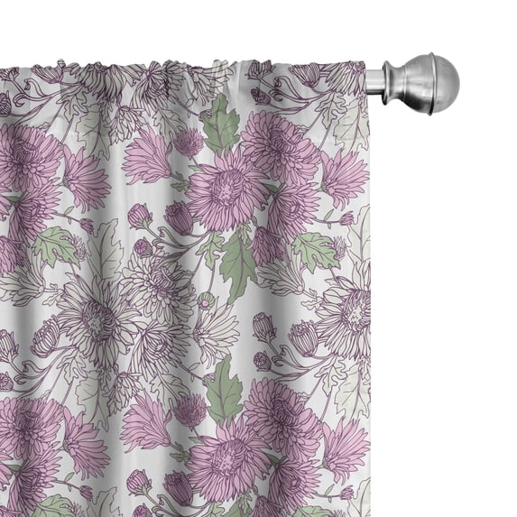 Ambesonne Vintage Asian Window Curtains, Flowers Wedding Theme, Each 28" W x 63" L, White and Baby Pink