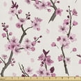thumbnail image 1 of Ambesonne Vintage Asian Fabric by the Yard Upholstery, Cherry Blossoms Japan, 5 Yards, Baby Pink Umber Ivory, 1 of 5