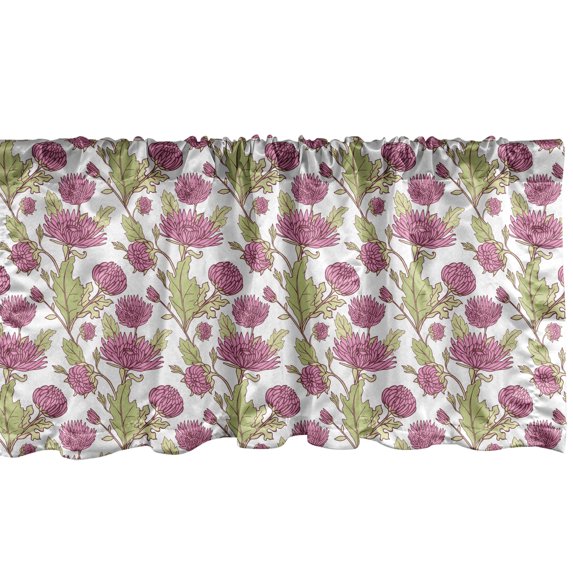 Ambesonne Vintage Asian Valance Pack of 2, Eastern Breeze Blooms, 42"X12", White Pale Fuchsia