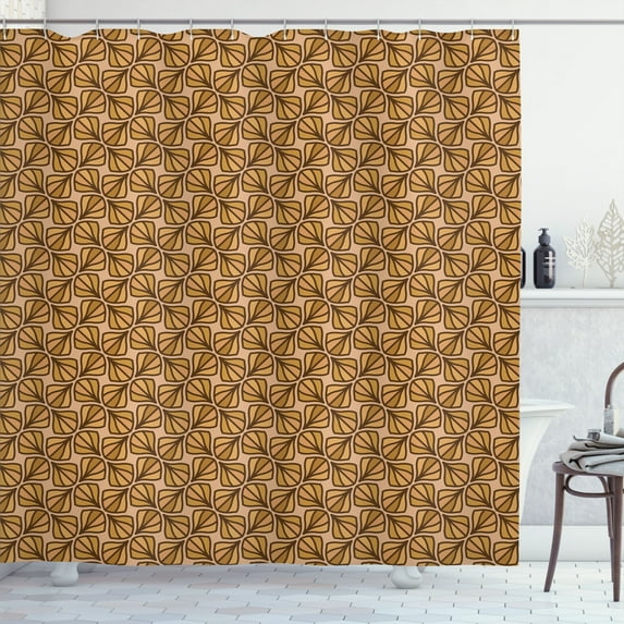 Ambesonne Vintage Autumn Shower Curtain, Simple Leaf Shapes, 69"Wx84"L, Almond Brown and Pale Coffee
