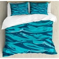 thumbnail image 1 of Ambesonne Vintage Beach Duvet Cover Sets, Abstract Waves Art, 2-Queen, Petrol Blue Dark Seafoam, 1 of 7
