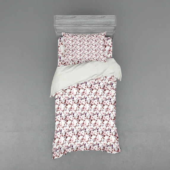 Ambesonne Vintage Bedding Set 3 Pcs, Blooming Garden Flowers, Twin XL, Multicolor