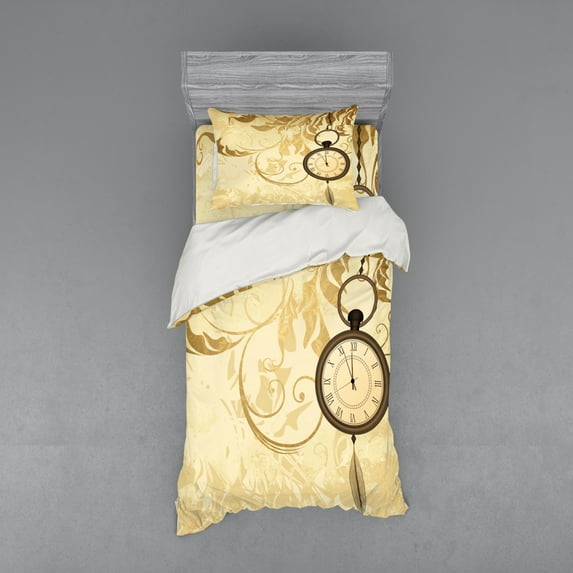 Ambesonne Vintage Bedding Set 3 Pcs, Grungy Backdrop Design, Twin, Brown