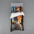 thumbnail image 1 of Ambesonne Vintage Bedding Set 3 Pcs, Old Town Bridge Night, Twin XL, Grey Orange, 1 of 3