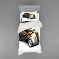 thumbnail image 1 of Ambesonne Vintage Bedding Set 3 Pcs, Retro 40s Drag Car, Twin XL, Grey Orange, 1 of 3