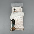 thumbnail image 1 of Ambesonne Vintage Bedding Set 3 Pcs, Rodeo Cowboy Grunge Hat, Twin, Black Brown, 1 of 2