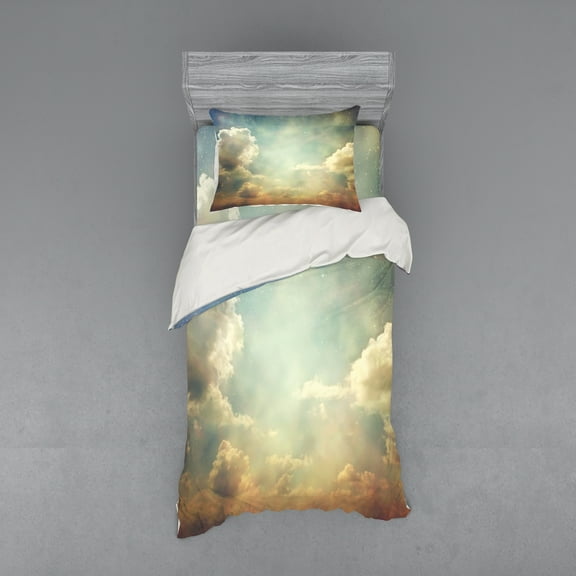 Ambesonne Vintage Bedding Set 3 Pcs, Sky Dream Star, Twin, Blue White