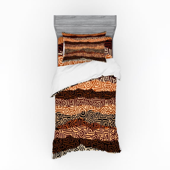 Ambesonne Vintage Bedding Set 3 Pcs, Strikes Pattern, Twin, Multicolor