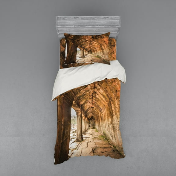 Ambesonne Vintage Bedding Set 3 Pcs, Wall, Twin XL, Beige