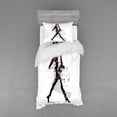 thumbnail image 1 of Ambesonne Vintage Bedding Set 3 Pcs, Woman Catwalk, Twin XL, Black and Pink, 1 of 2