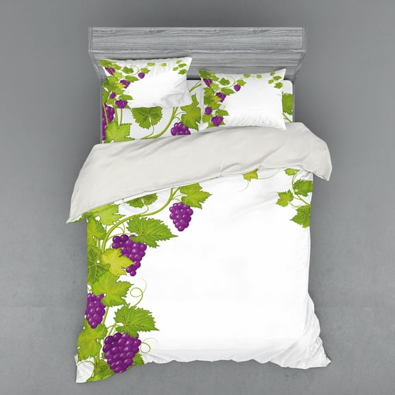 Ambesonne Vintage Bedding Set 4 Pcs, Italian Latin, Queen, Violet Green