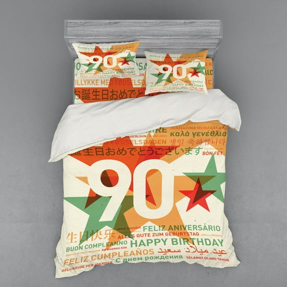 Ambesonne Vintage Bedding Set 4 Pcs, Old Age Celebrations, Queen, Multicolor