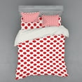 thumbnail image 1 of Ambesonne Vintage Bedding Set 4 Pcs, Pop Art Retro Dots, Queen, Vermilion White, 1 of 3