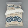 thumbnail image 1 of Ambesonne Vintage Bedding Set 4 Pcs, Retro Chopper Rider, Queen, Slate Blue Tan, 1 of 3