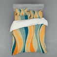 thumbnail image 1 of Ambesonne Vintage Bedding Set 4 Pcs, Retro Vibrant Stripes, Queen, Petrol Blue and Marigold, 1 of 2