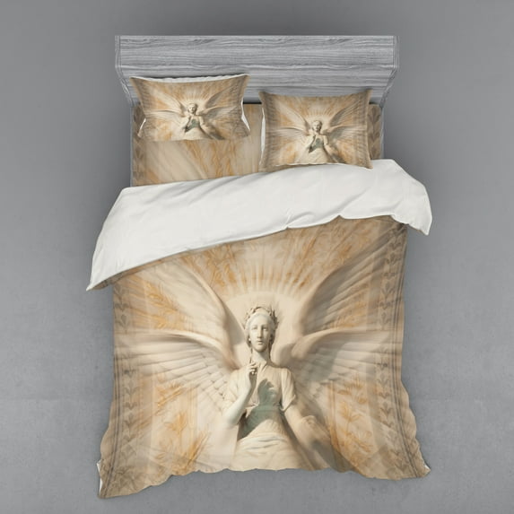 Ambesonne Vintage Bedding Set 4 Pcs, Woman in Medieval Vintage, Queen, Yellow and White