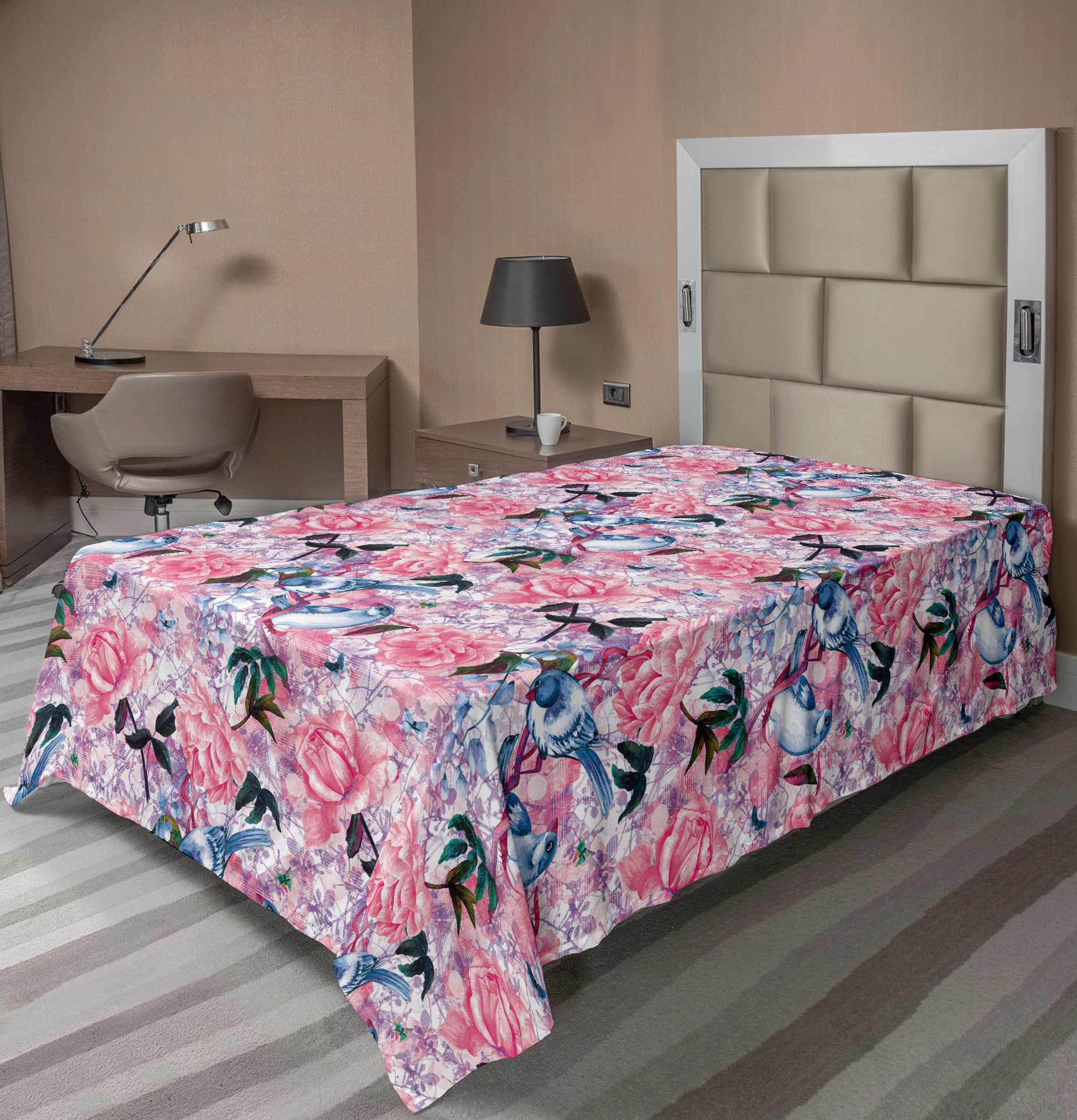 Ambesonne Vintage Birds Flat Bedding Sheet Soft Top Sheet, Dreamy Aura ...