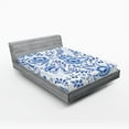 thumbnail image 1 of Ambesonne Vintage Blue Fitted Sheet, Porcelain Pattern, Full Size, Cobalt Blue White, 1 of 3